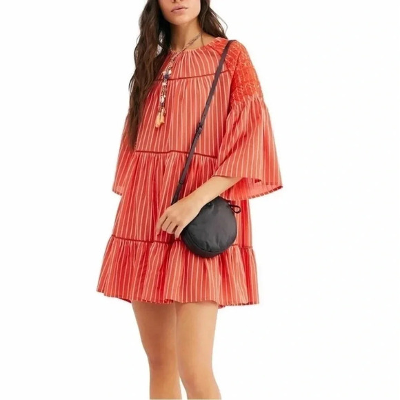 Free People | Orange Striped Mini Shift Dress. Small. Excellent condition! - Picture 3 of 8
